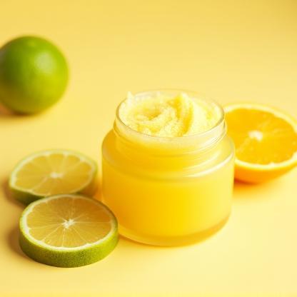 Citrus body scrub in a jar